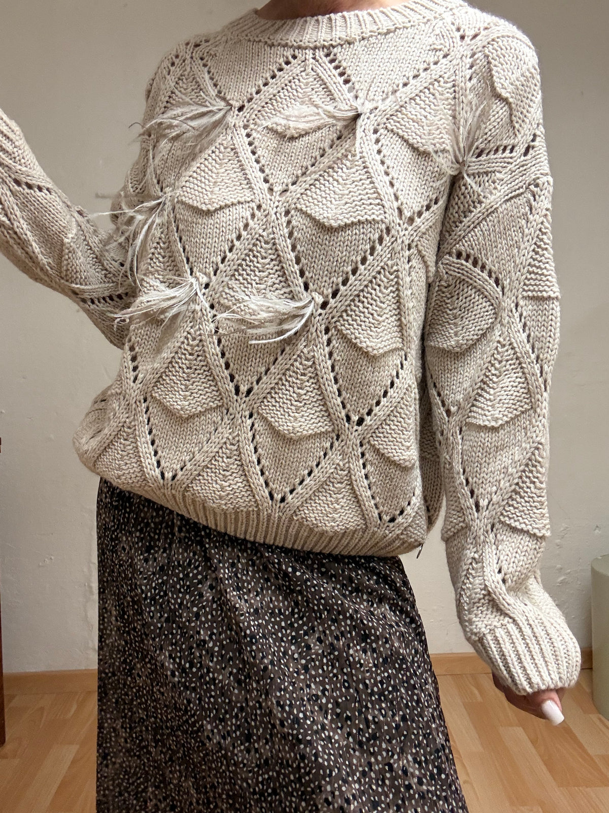 MAGLIA TRAFORATA CON PIUME 82441 ECO