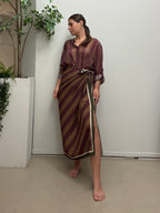 Camicia riga scatola  Q422 cioccolato/prugna