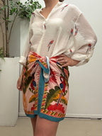 Gonna corta foulard stampa pappagallo india Haveone Q250