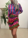 Gonna corta foulard stampa ondulata Haveone Q273