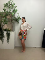 Gonna corta foulard stampa pappagallo india Haveone Q250