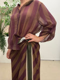 Camicia riga scatola  Q422 cioccolato/prugna