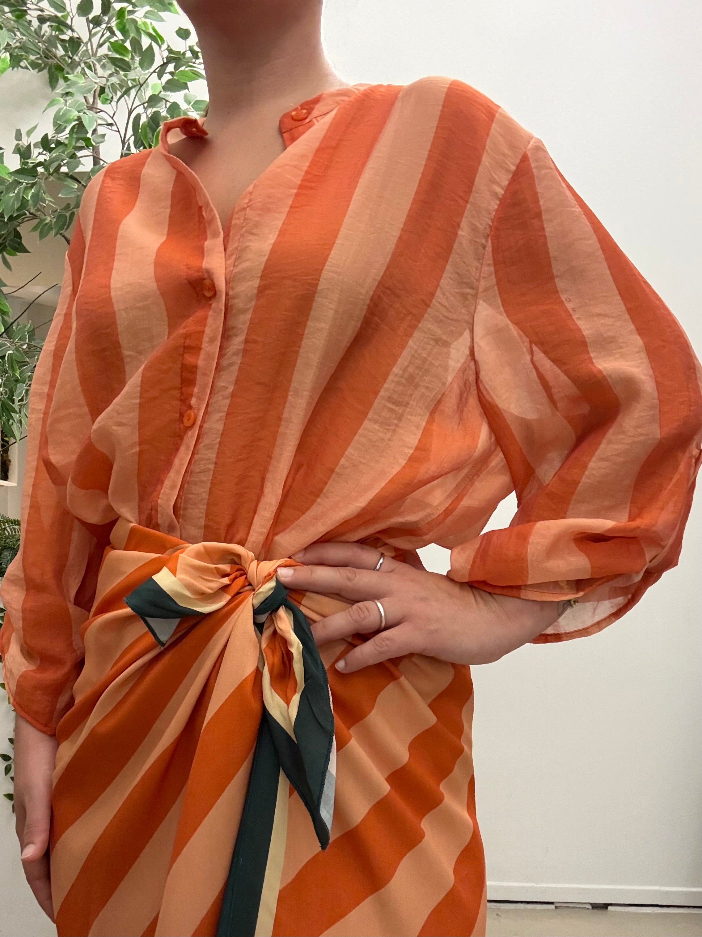 Camicia riga scatola  Q422 Arancio chiaro/Scuro