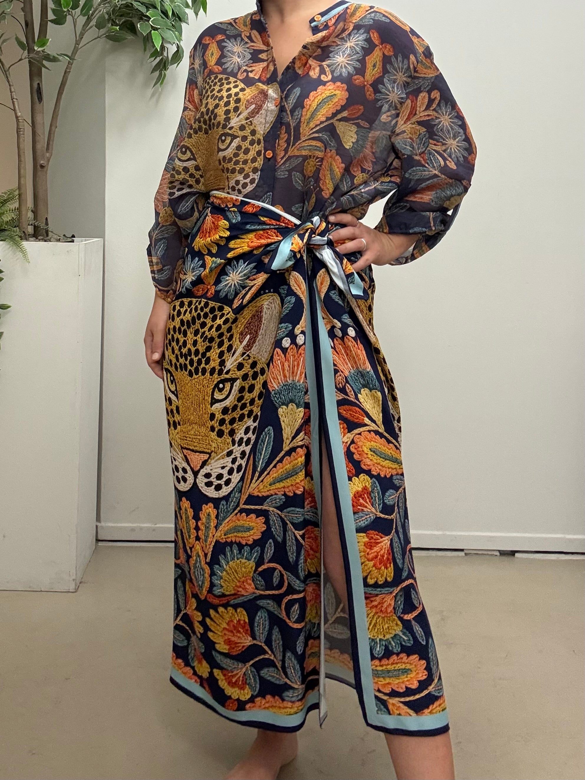 Gonna pareo lunga fantasia tigre blu Haveone Q297