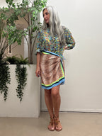 Gonna corta foulard stampa maculata Haveone Q284