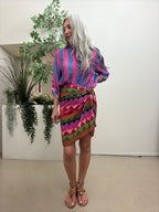 Gonna corta foulard stampa ondulata Haveone Q273