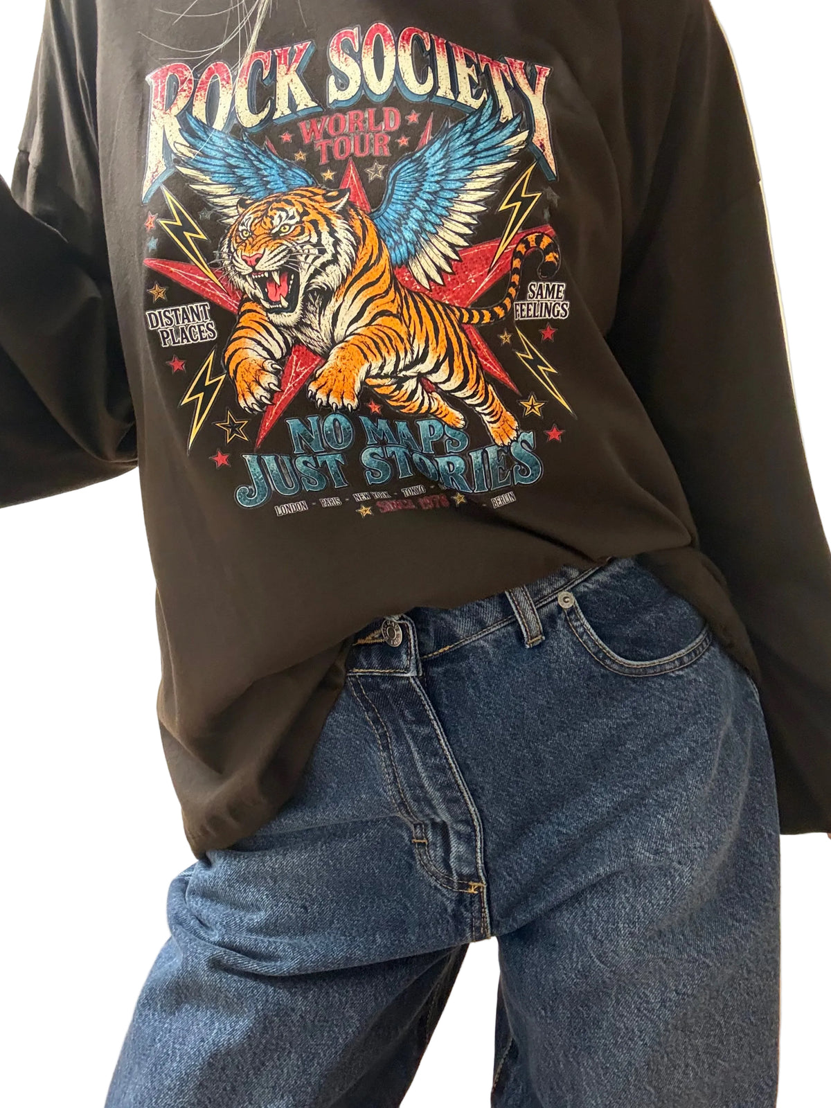T-SHIRT STAMPA TIGRE MANICA TUBOLARE 0264 VICOLO