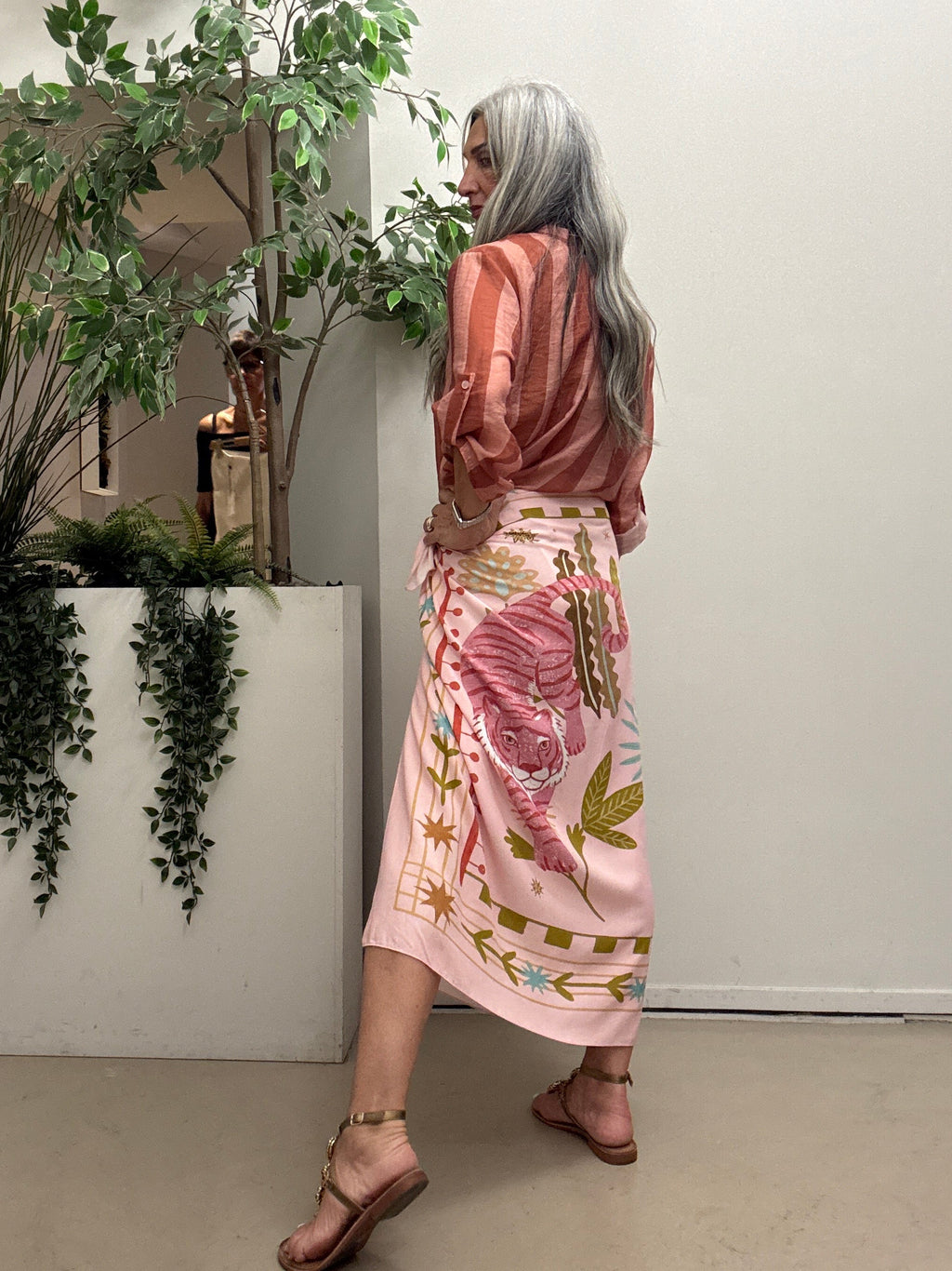Gonna pareo lunga fantasia tigre rosa Haveone Q229