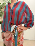 Camicia riga scatola  Q422 ottanio/india