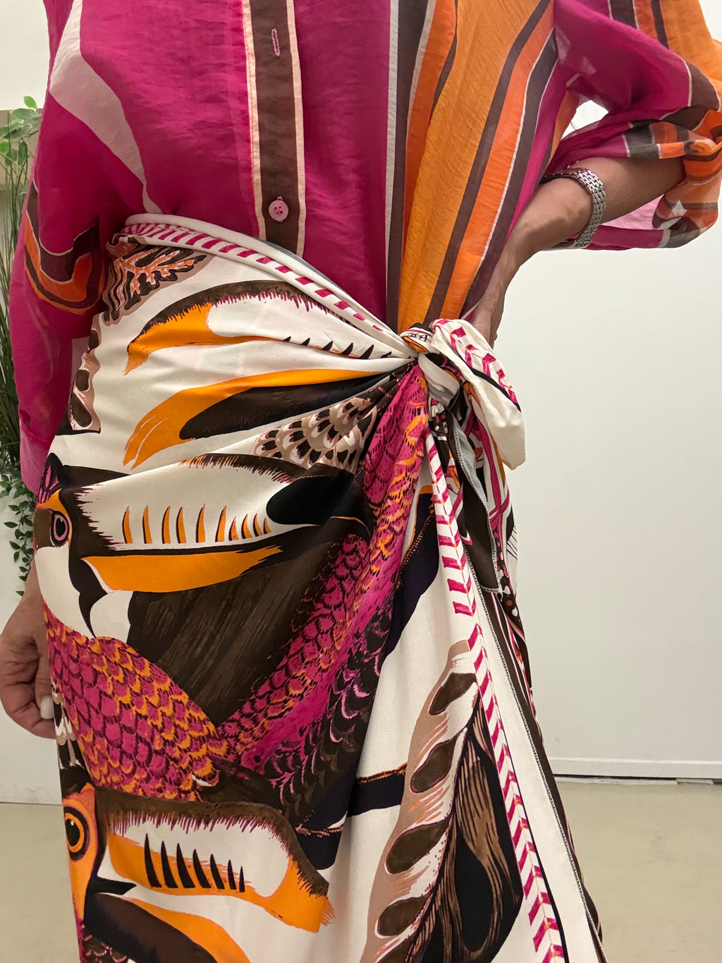Gonna pareo lunga fantasia tucano fuxia Haveone Q263