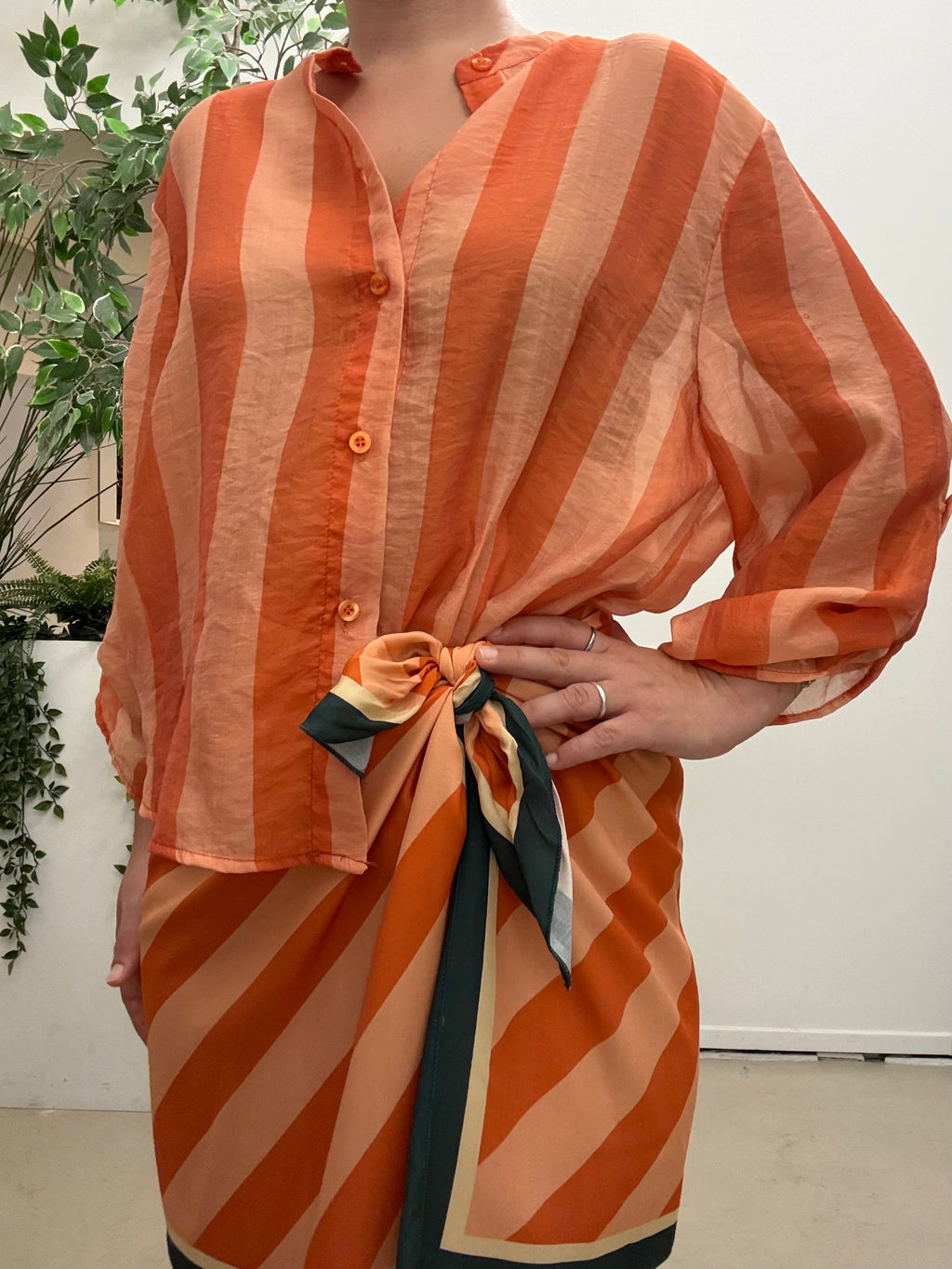 Camicia riga scatola  Q422 Arancio chiaro/Scuro
