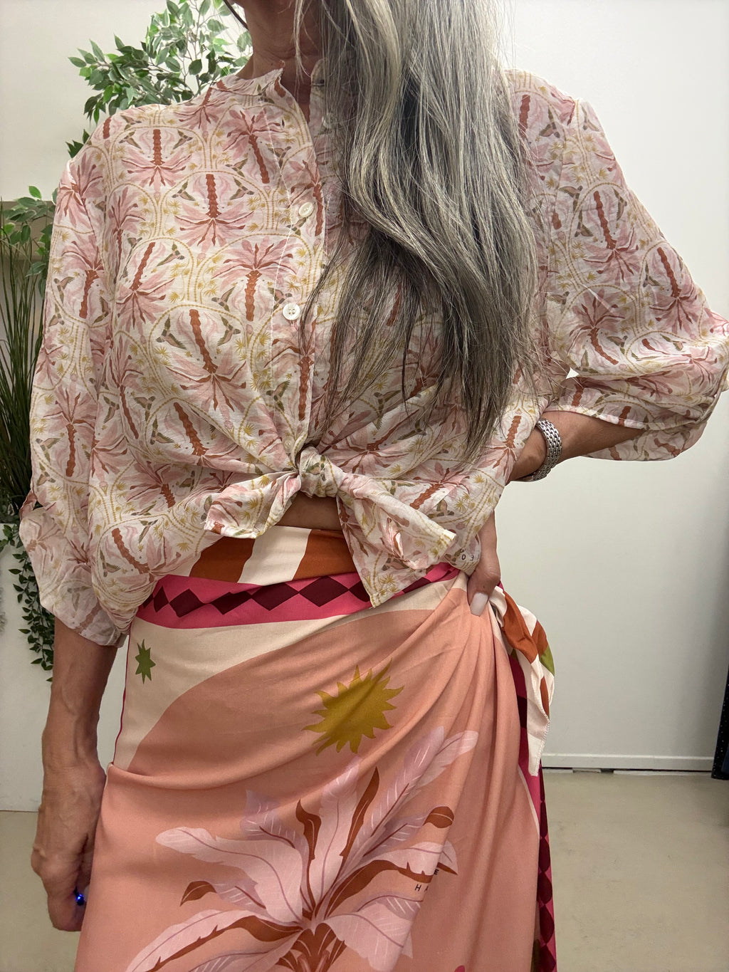Camicia scatola  palmine rosaHaveone Q508