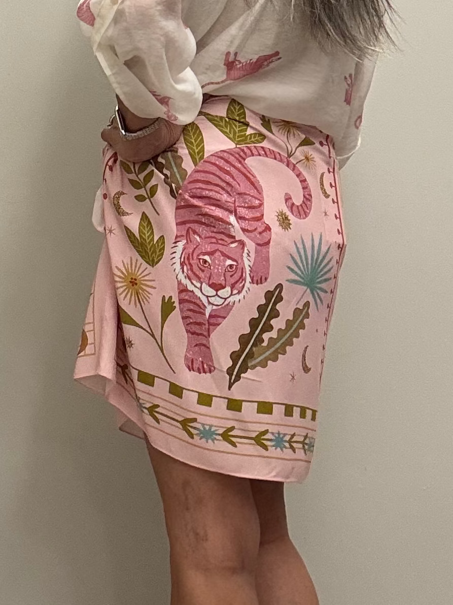 Gonna pareo corta fantasia tigre rosa Haveone Q228