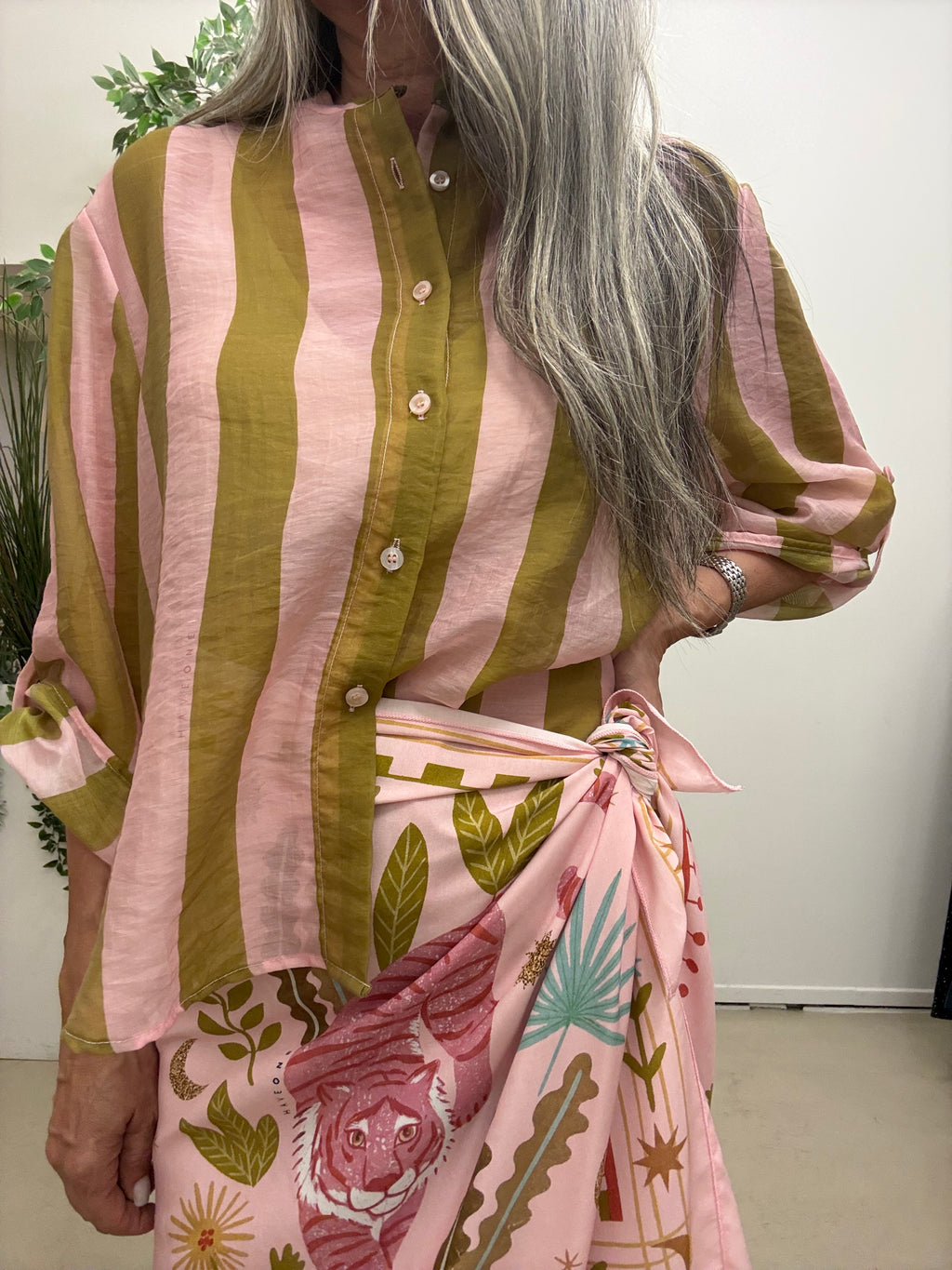 Camicia riga scatola  Q422 rosa/olio