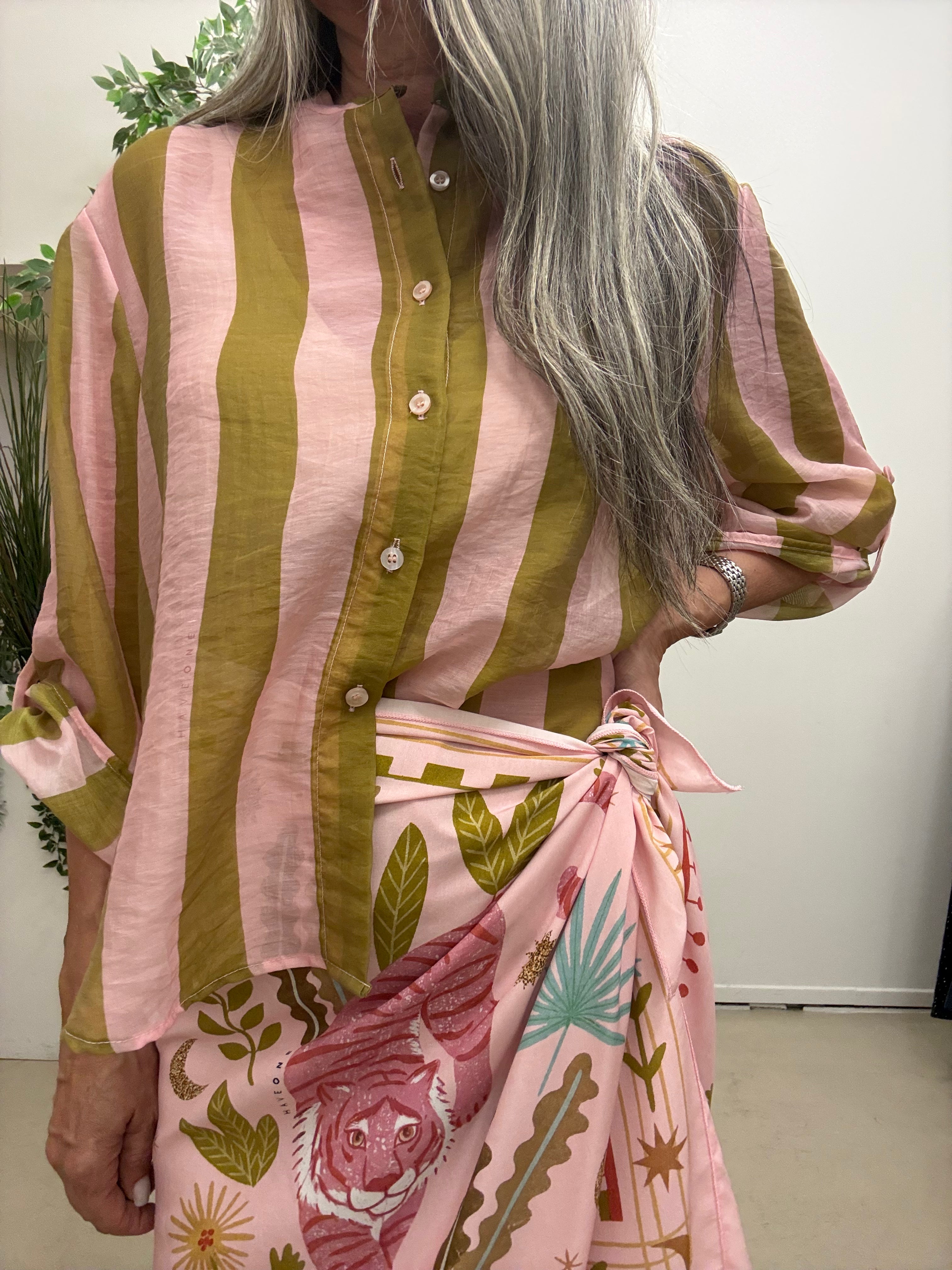 Camicia riga scatola  Q422 rosa/olio