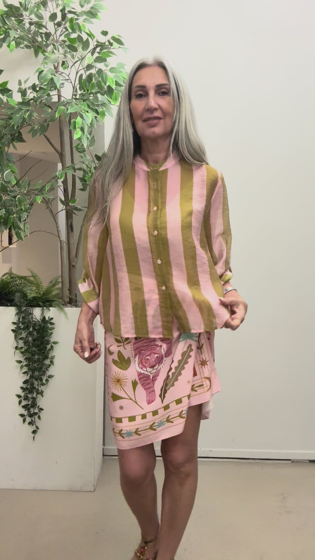 Camicia riga scatola  Q422 rosa/olio