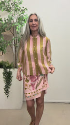 Camicia riga scatola  Q422 rosa/olio
