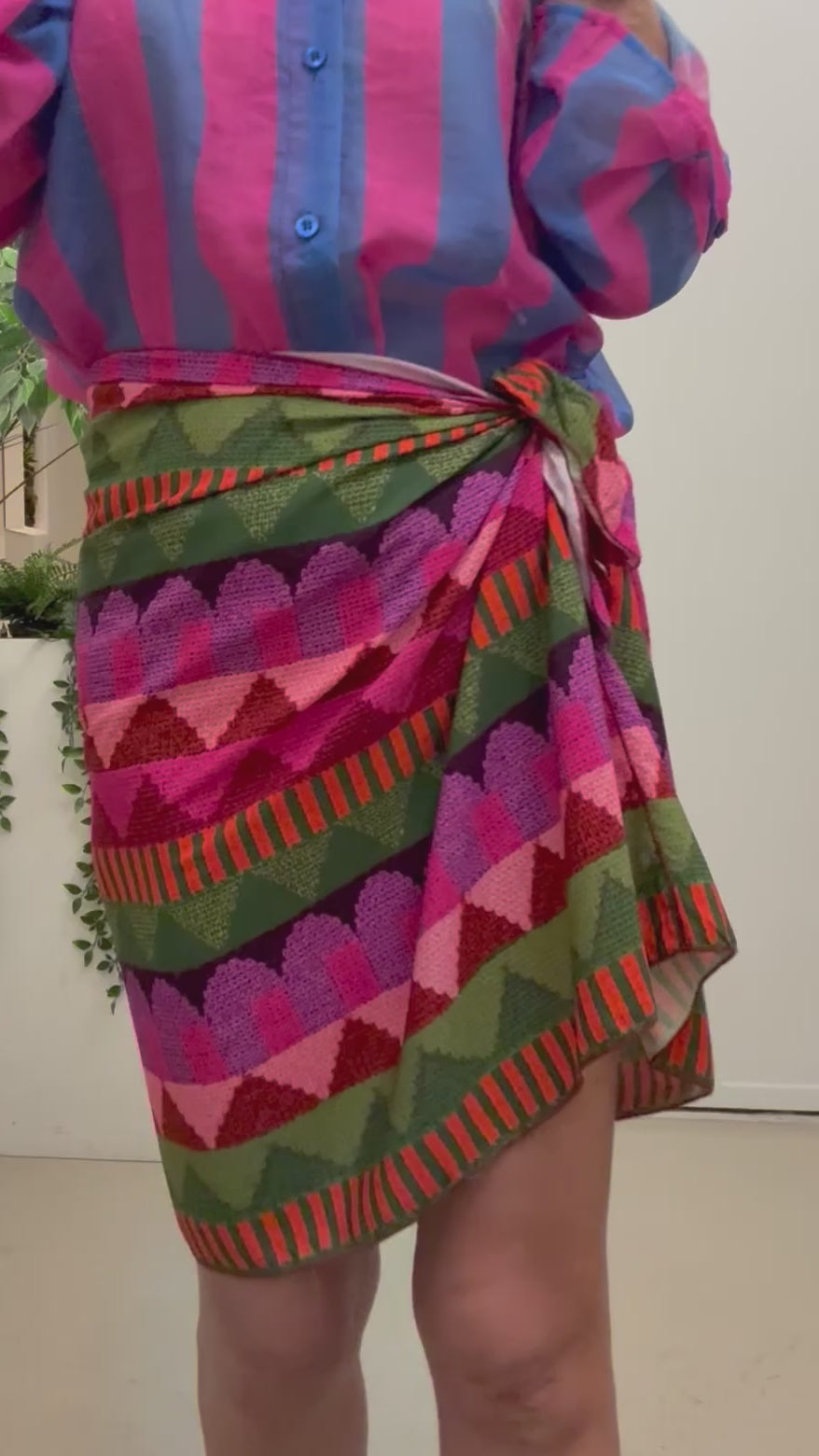 Gonna corta foulard stampa ondulata Haveone Q273