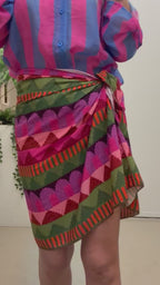 Gonna corta foulard stampa ondulata Haveone Q273